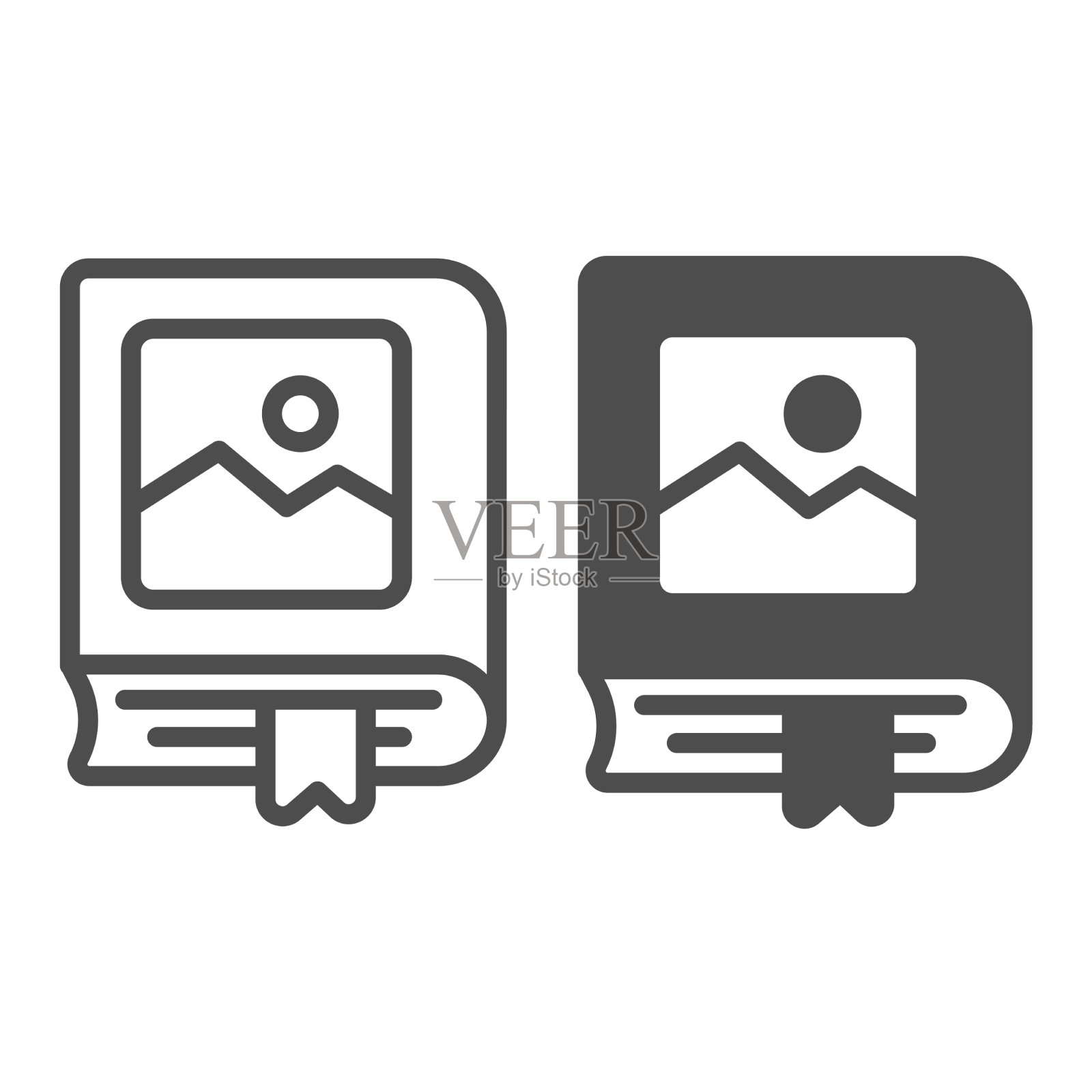 书与风景图片和丝带书签图标素材