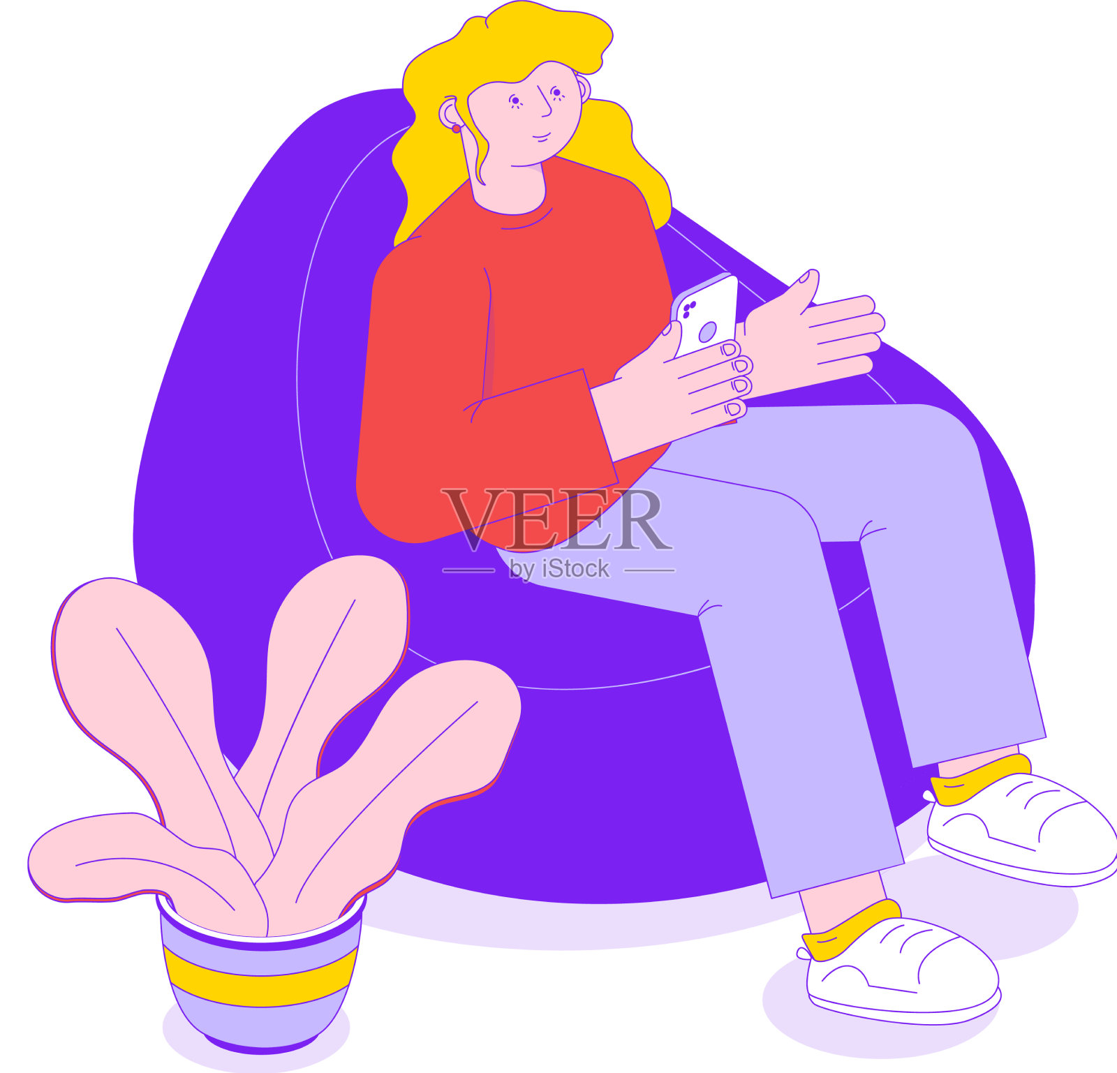 女性智能手机设计元素图片