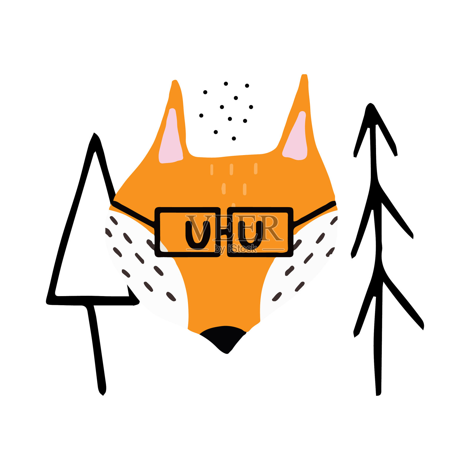 手绘的赤狐的孩子设计元素图片