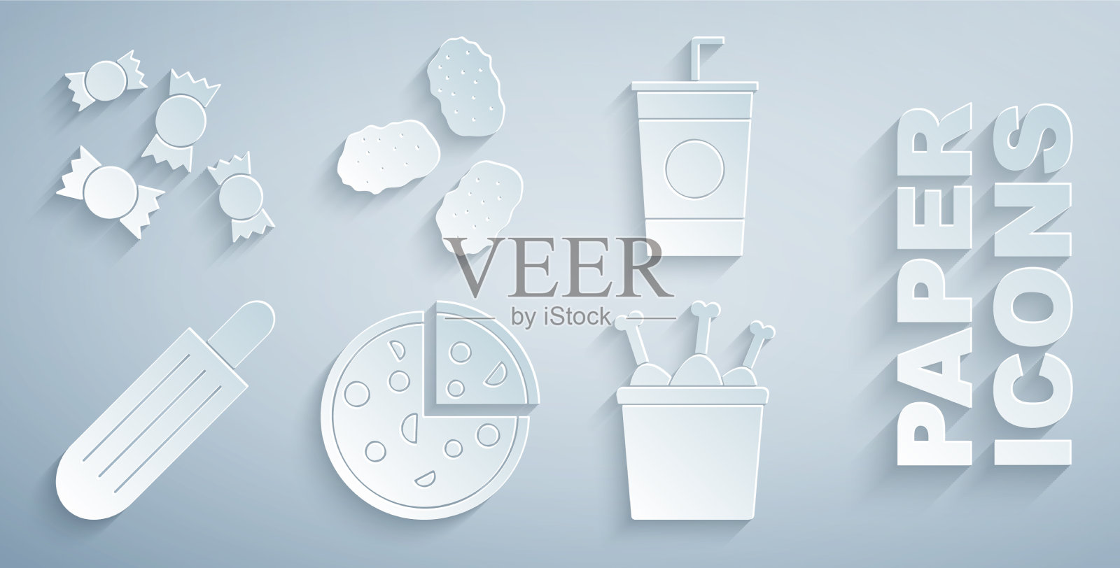 将披萨纸杯和法式热狗放在一起图标素材