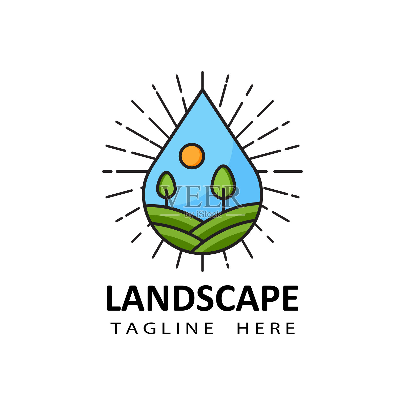 景观标志模板设计矢量插画图片素材