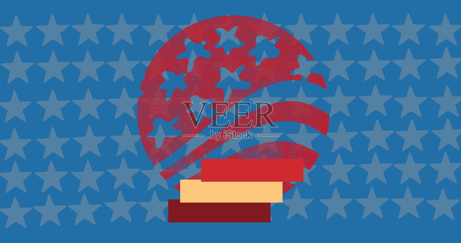 星星和横幅与复制空间对多个星星在蓝色背景照片摄影图片