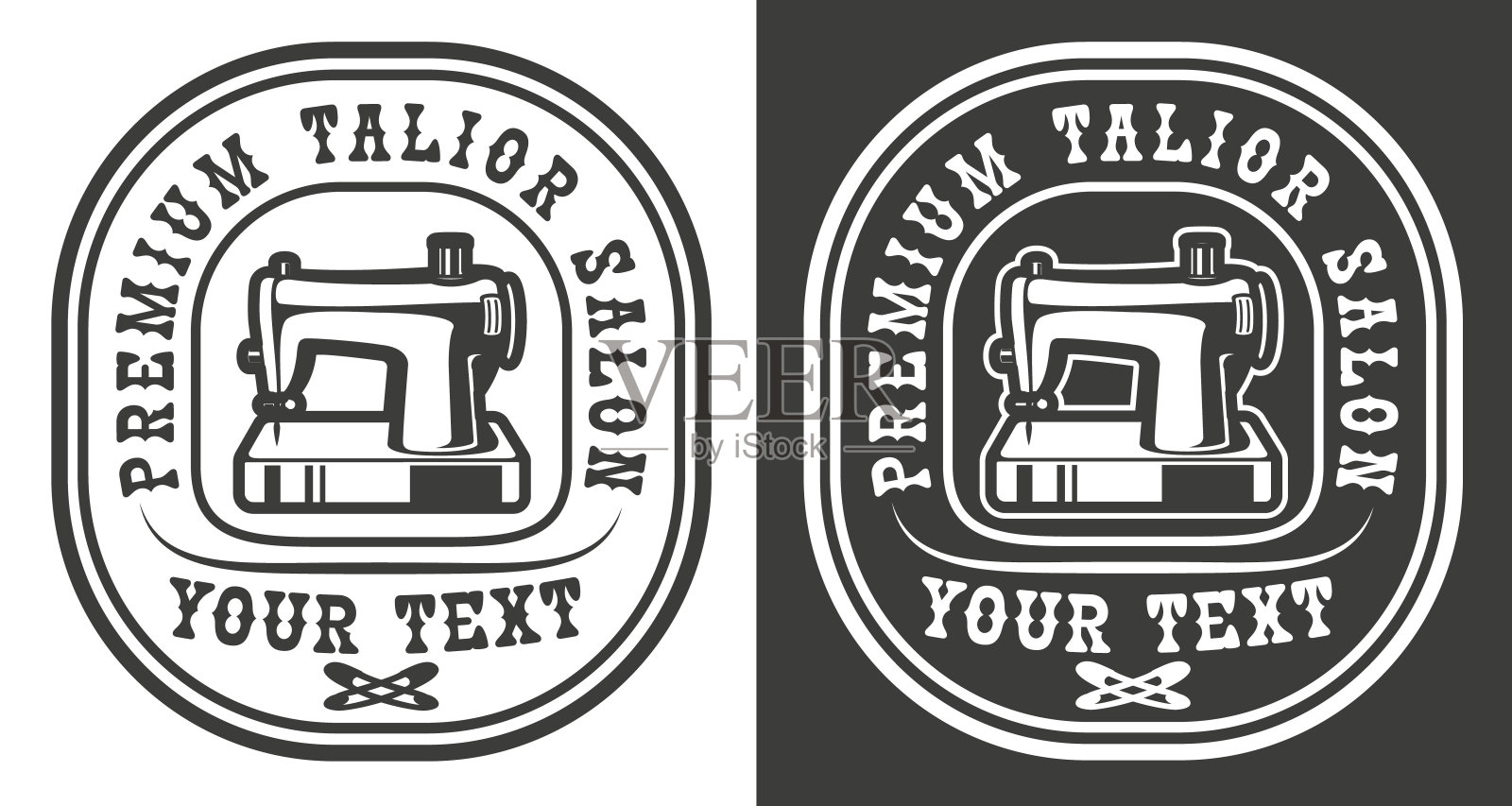 手工裁缝沙龙的复古标志插画图片素材