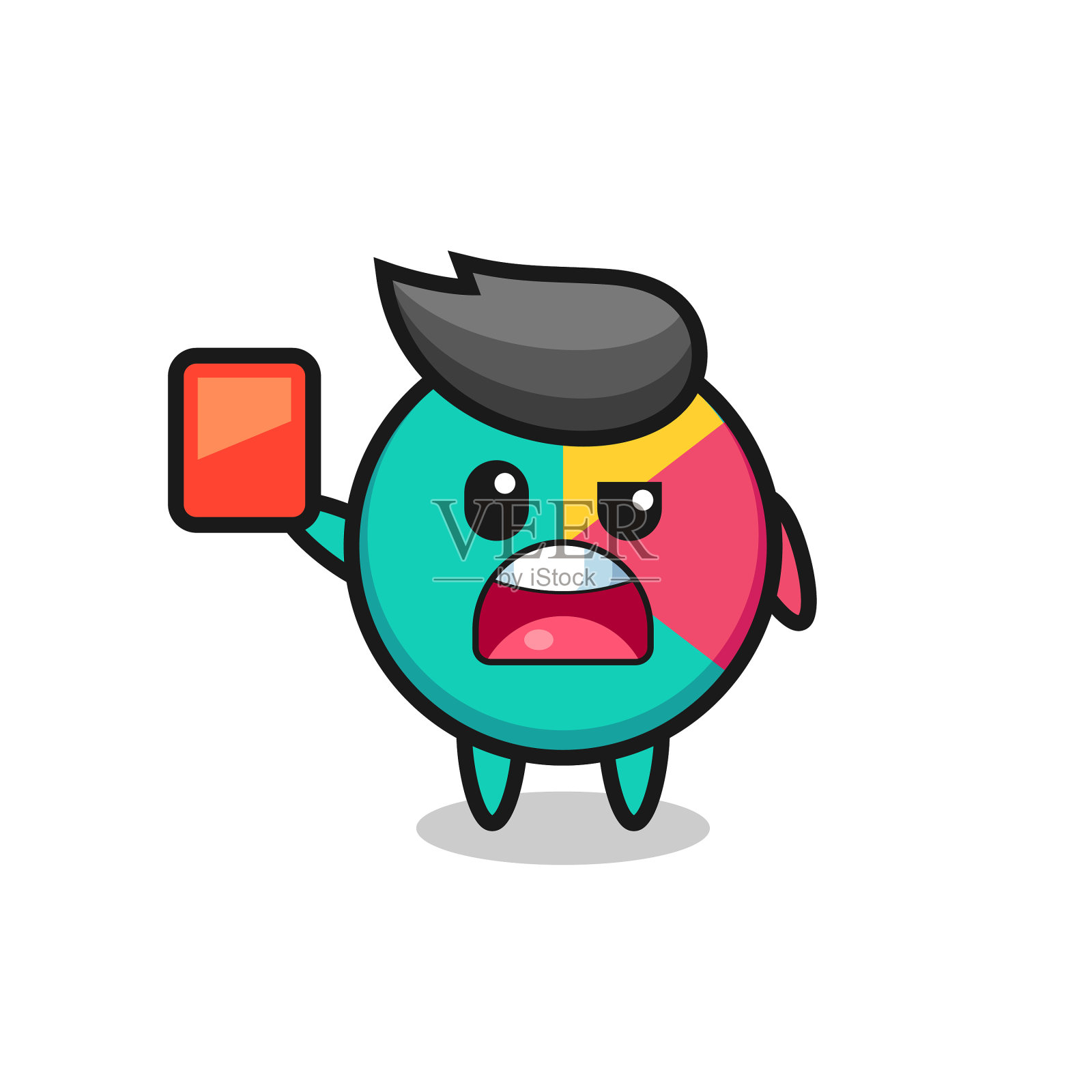 图可爱的吉祥物作为裁判给红牌设计元素图片