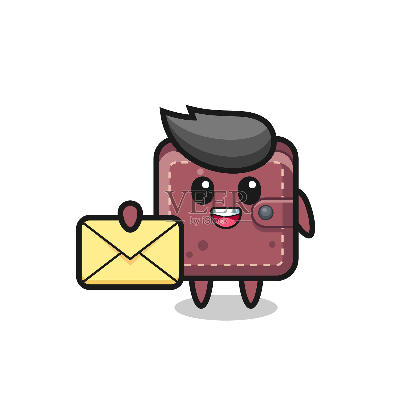 卡通皮夹夹着一封黄色的信设计元素图片