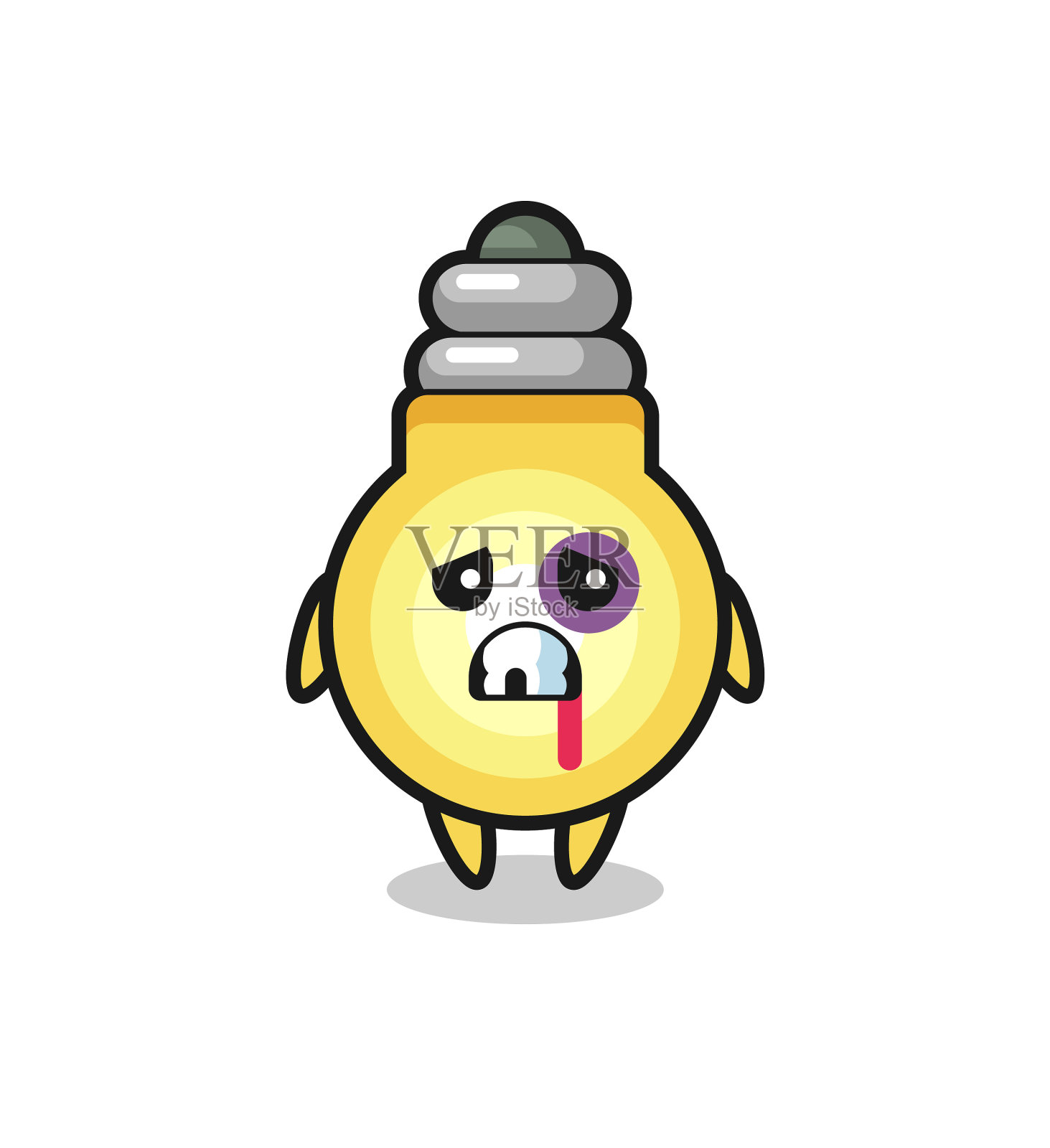 受伤的灯泡性格和擦伤的脸设计元素图片