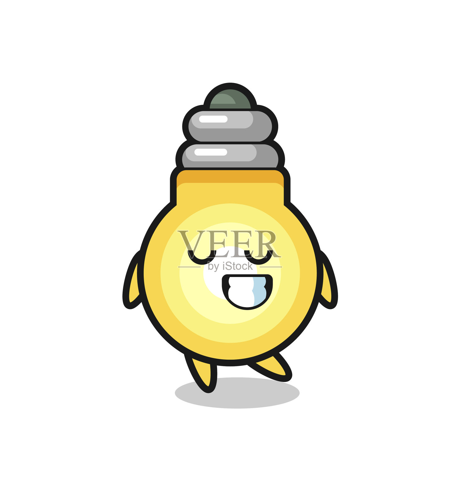 带有害羞表情的电灯泡卡通设计元素图片