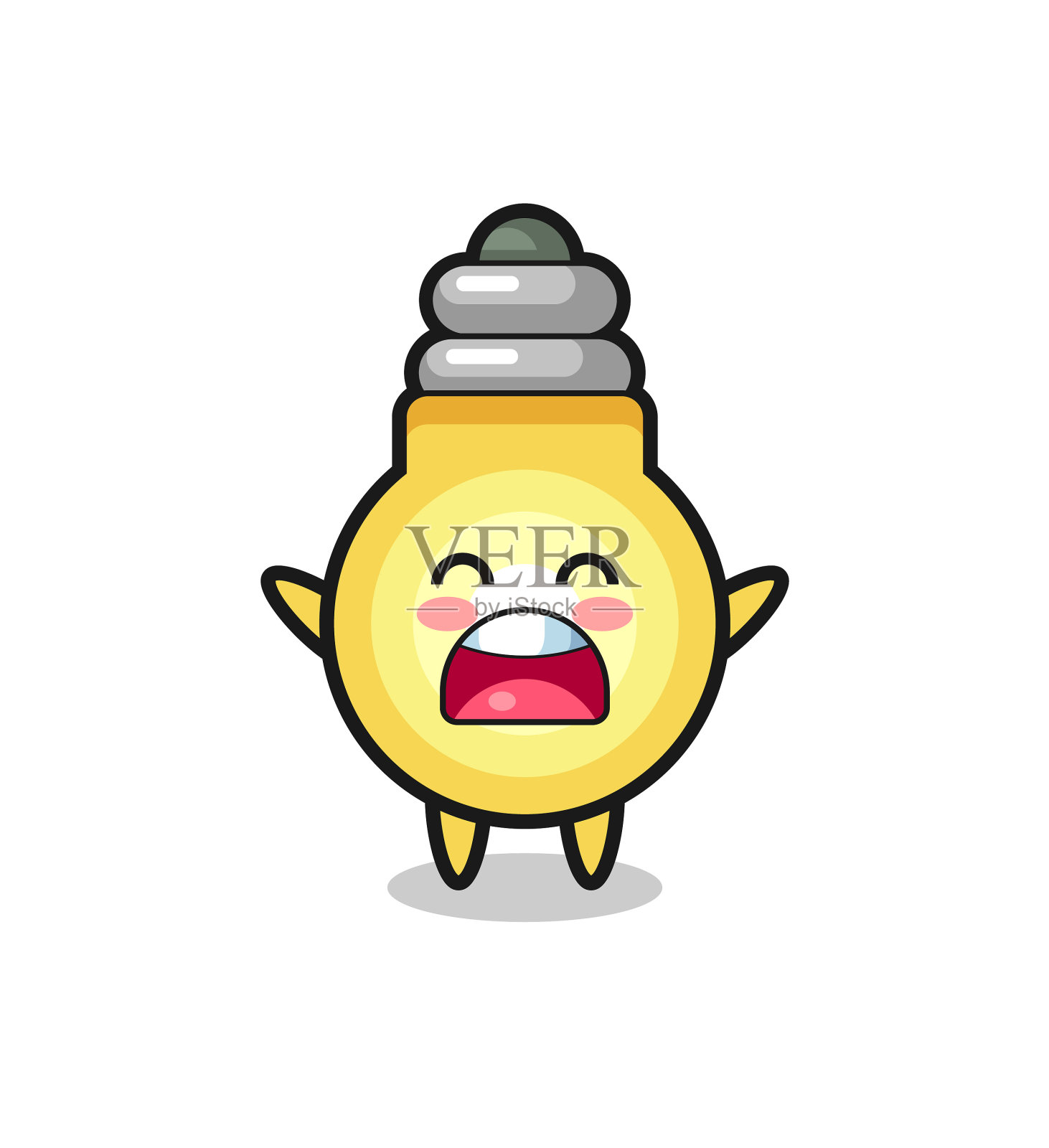 可爱的灯泡吉祥物与打哈欠的表情设计元素图片