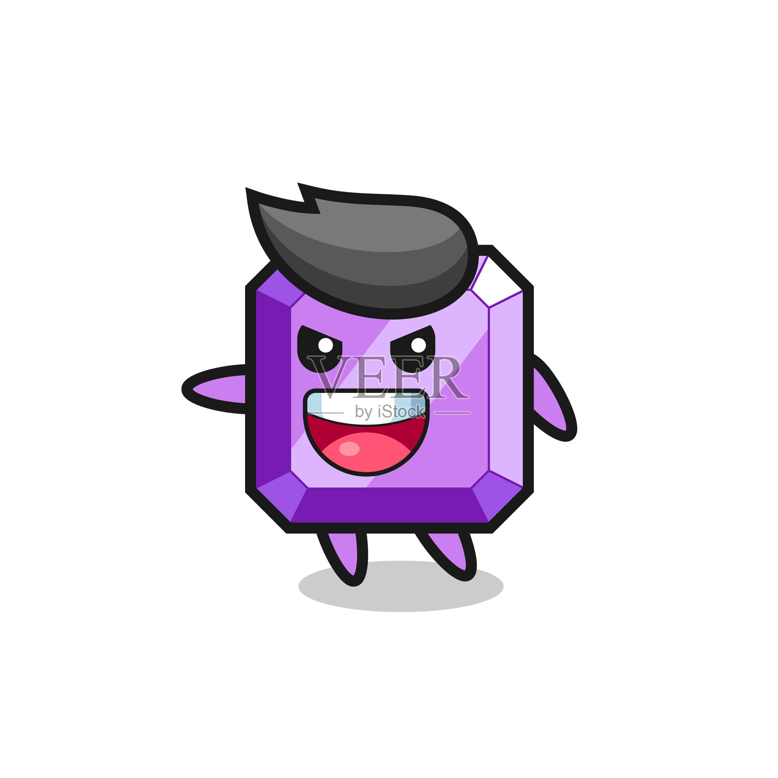 紫宝石卡通很兴奋的姿势设计元素图片