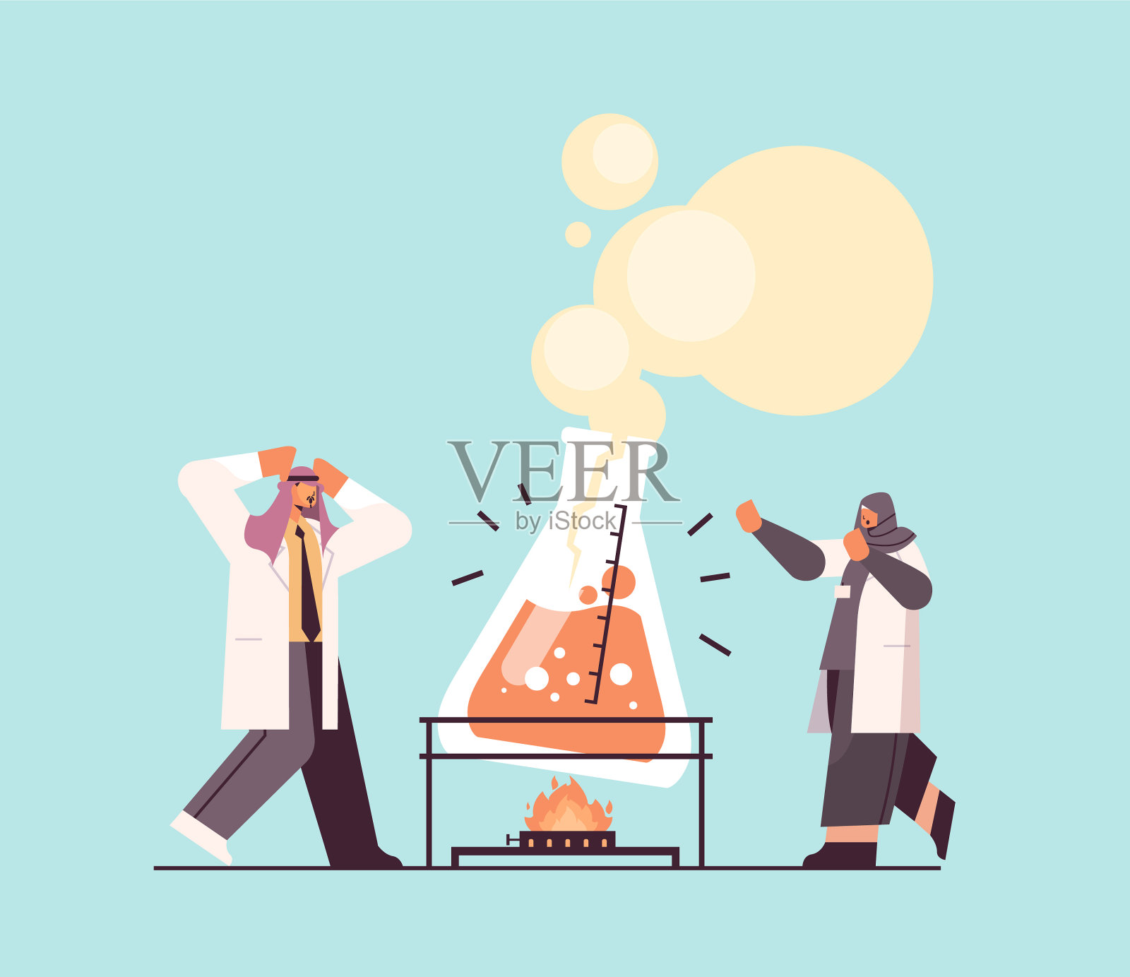 阿拉伯科学家研究试管插画图片素材