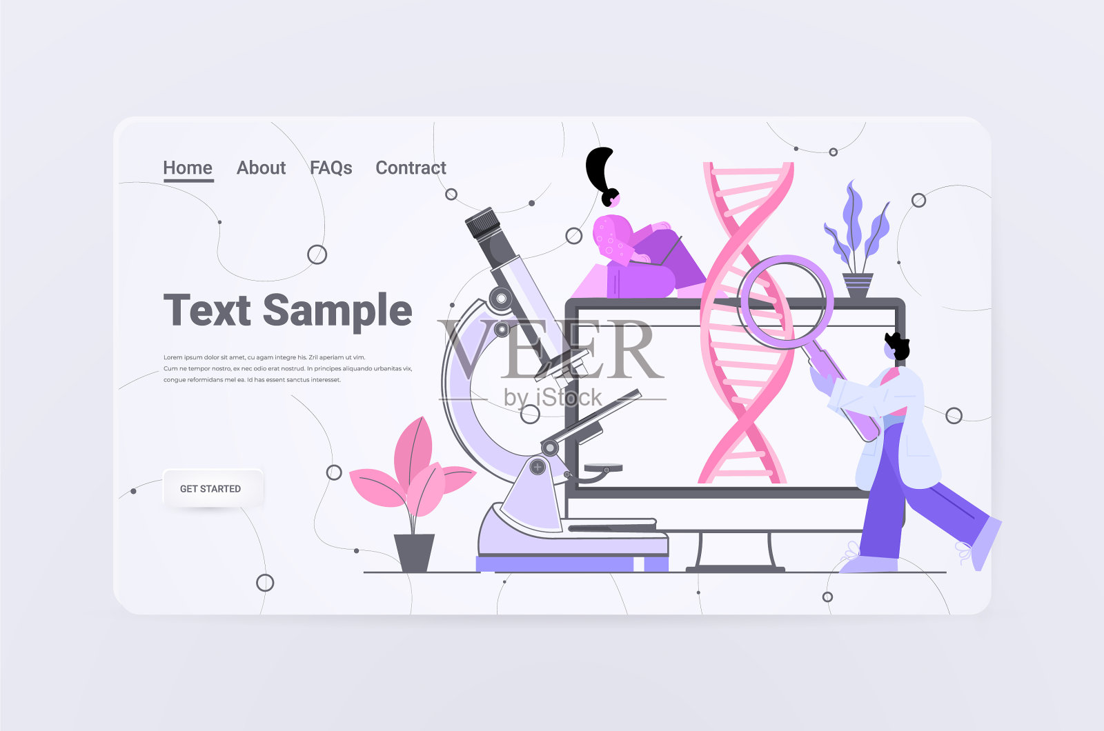 科学家和DNA研究人员一起工作插画图片素材