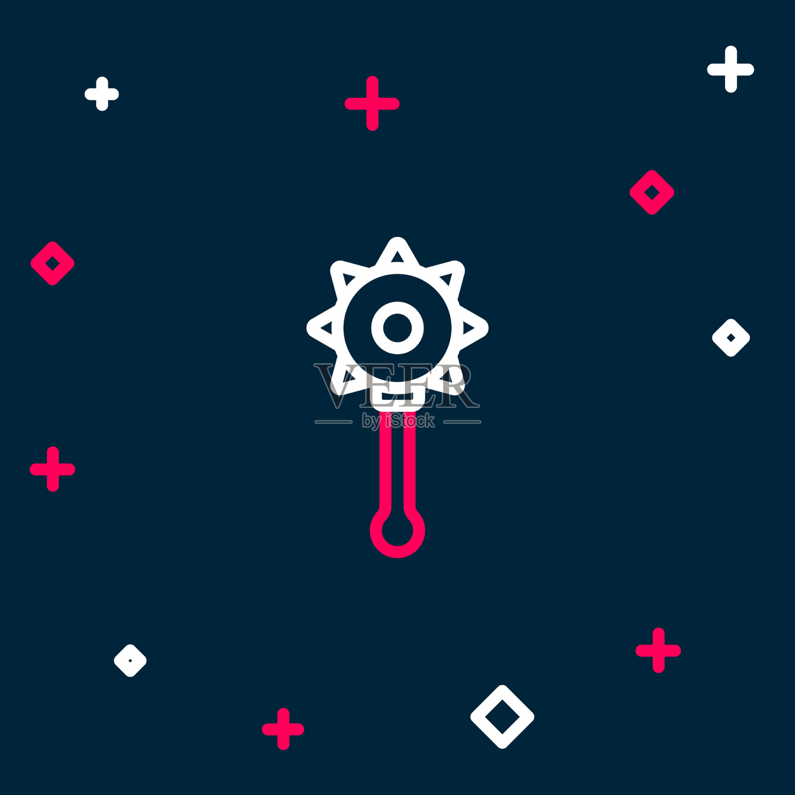 线中世纪链钉球图标孤立上图标素材