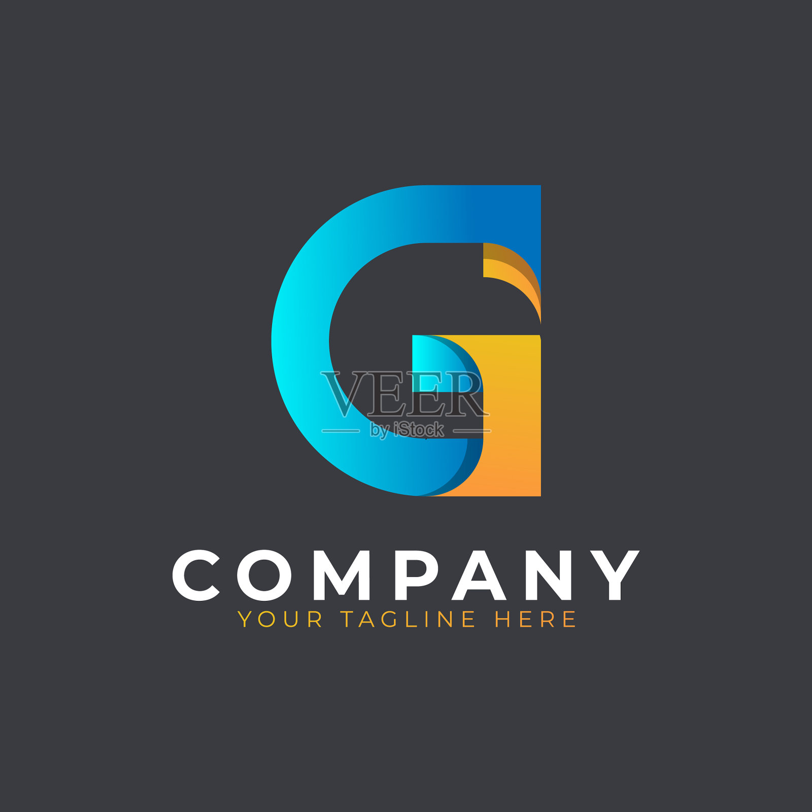 创意首字母g标志设计黄色和插画图片素材