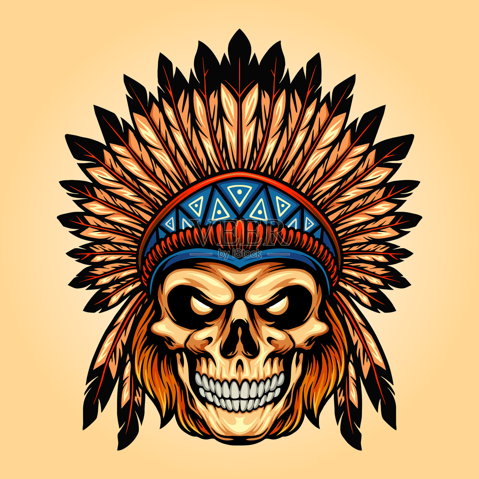 印度愤怒骷髅被隔离插画图片素材