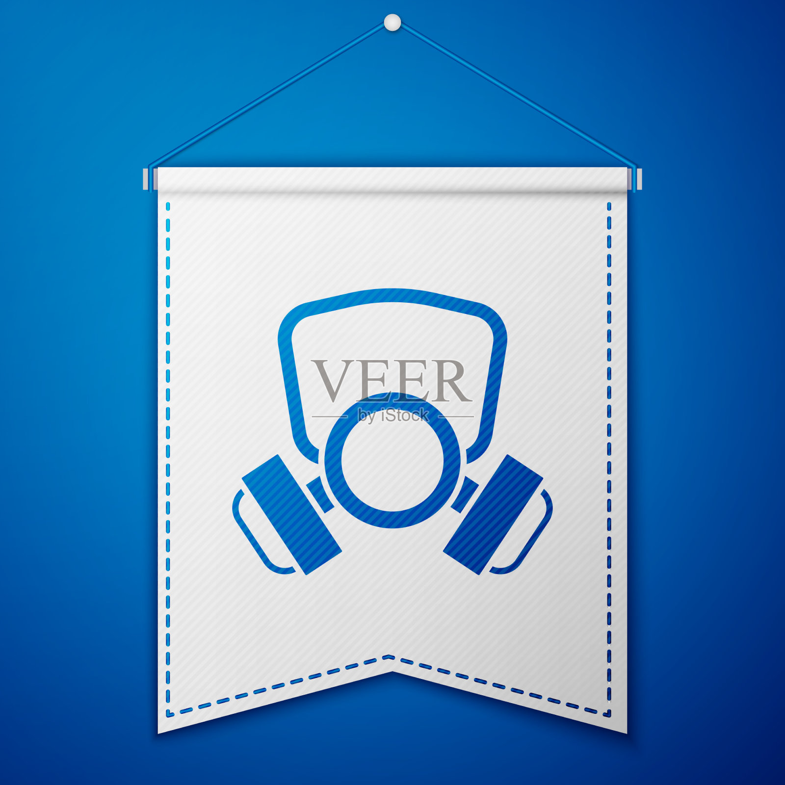 蓝色防毒面具图标隔离在蓝色背景插画图片素材