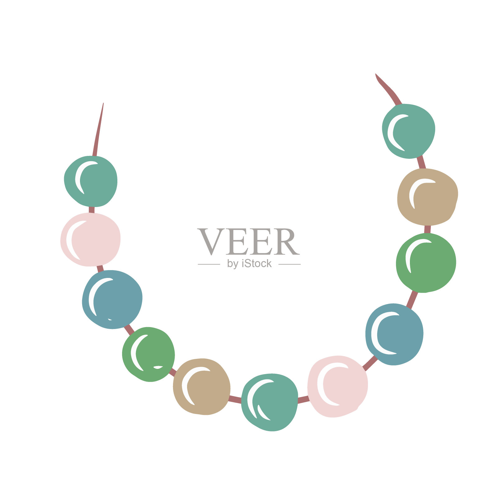 珠子串在线上，花环插画图片素材