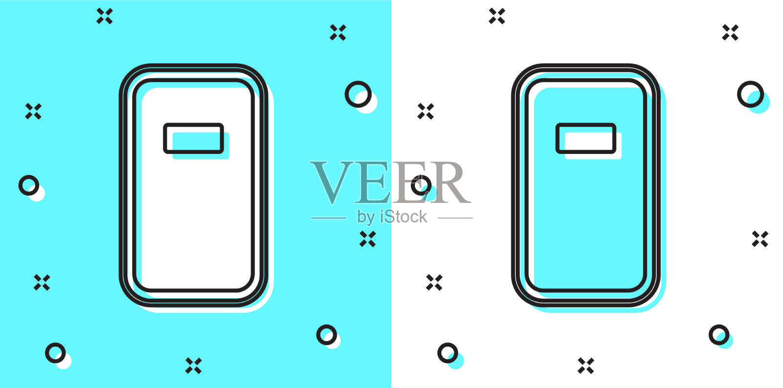 黑线警察突击盾图标孤立上插画图片素材