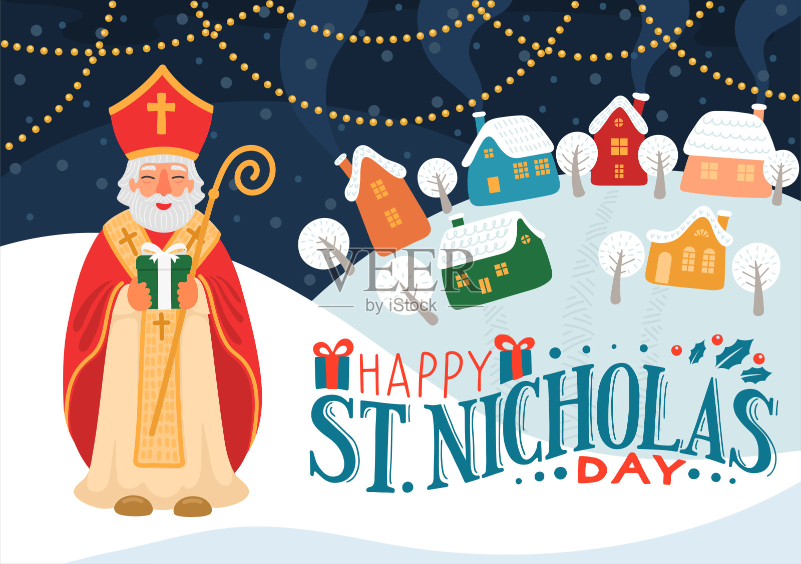 圣尼古拉斯节快乐。插画图片素材