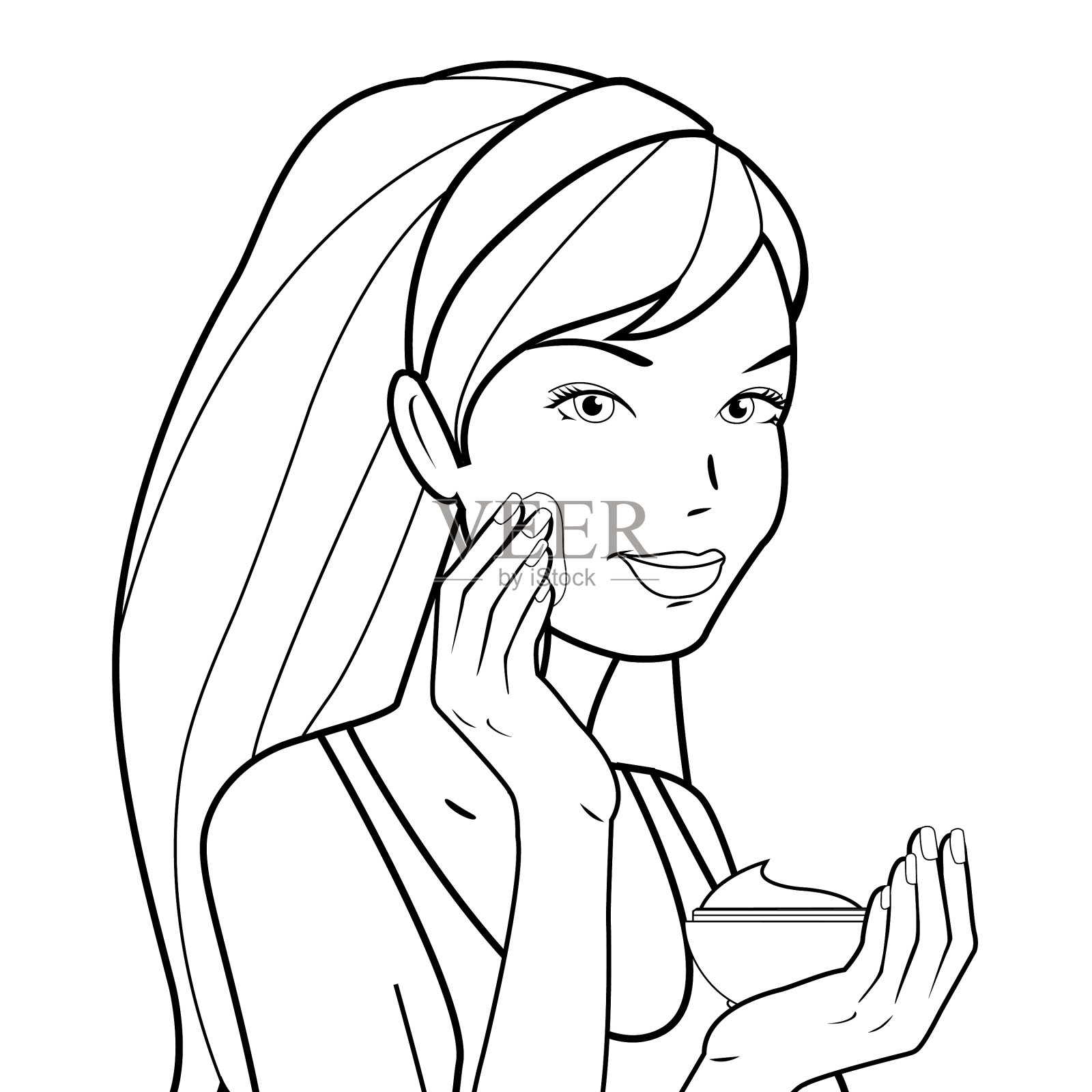 一位女士在脸上涂抹保湿霜设计元素图片