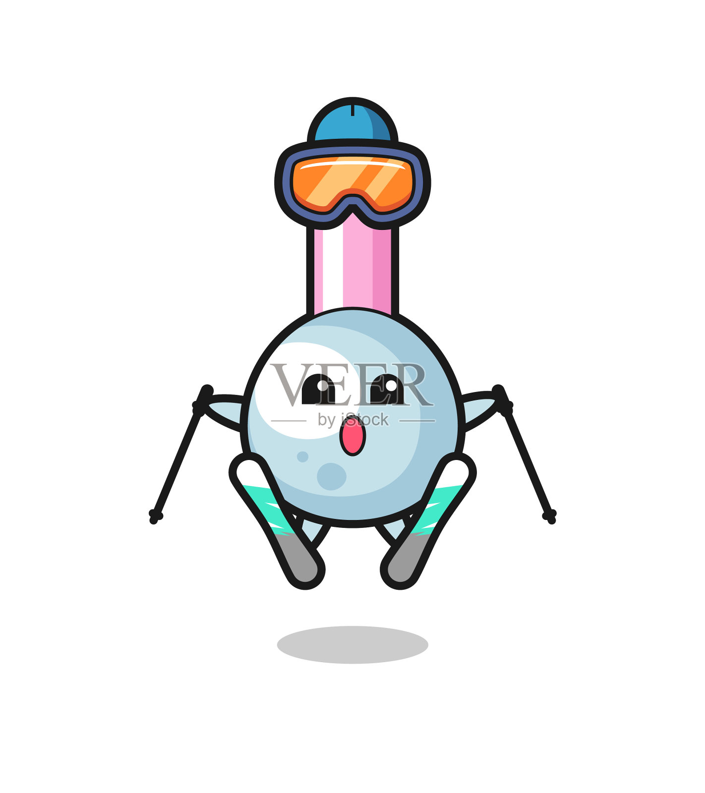 棉花芽吉祥物角色作为一个滑雪运动员插画图片素材