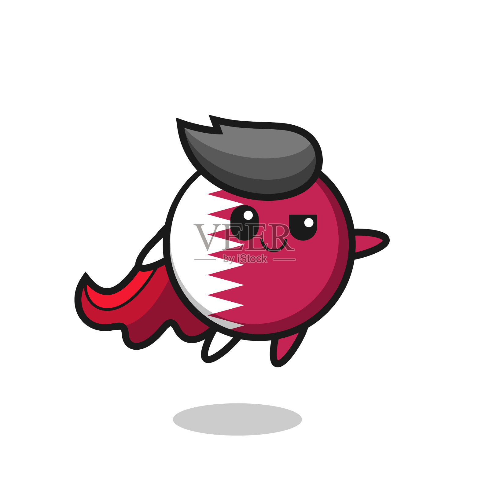 可爱的卡塔尔国旗徽章超级英雄人物设计元素图片