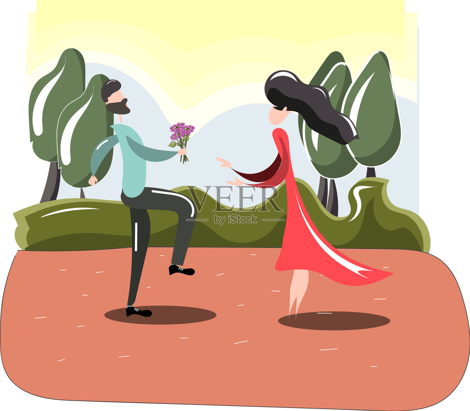 日期就在森林公园的背景上插画图片素材