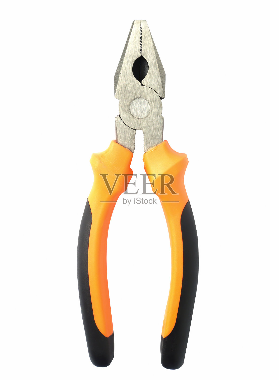 新金属钳，橙色和黑色橡胶手柄照片摄影图片