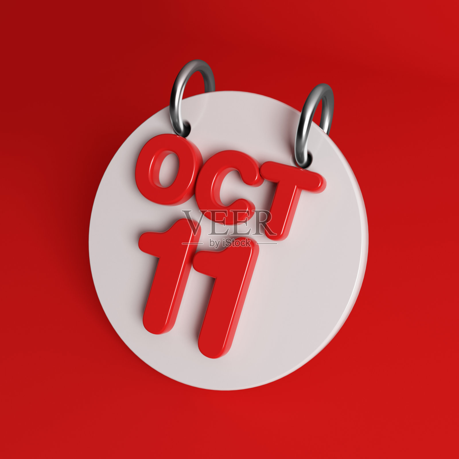 白色圆形10月11日日历。照片摄影图片