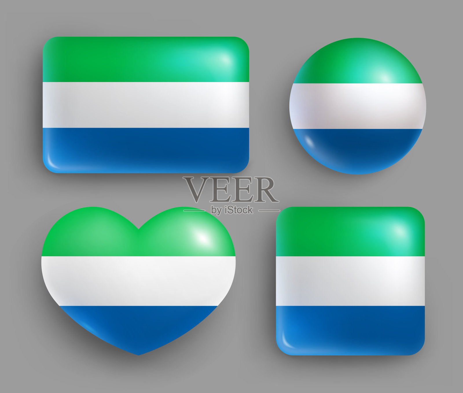 有光泽的按钮与塞拉利昂的国家国旗设置插画图片素材