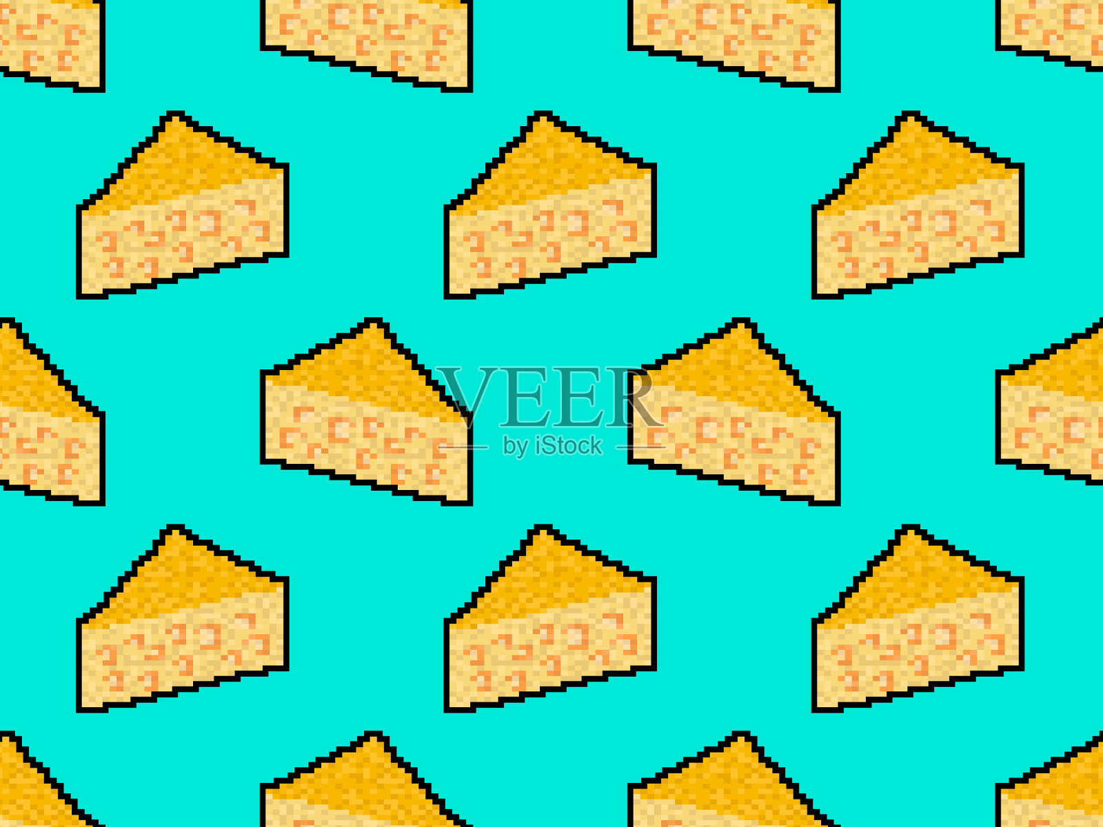 芝士8位像素艺术无缝图案像素插画图片素材