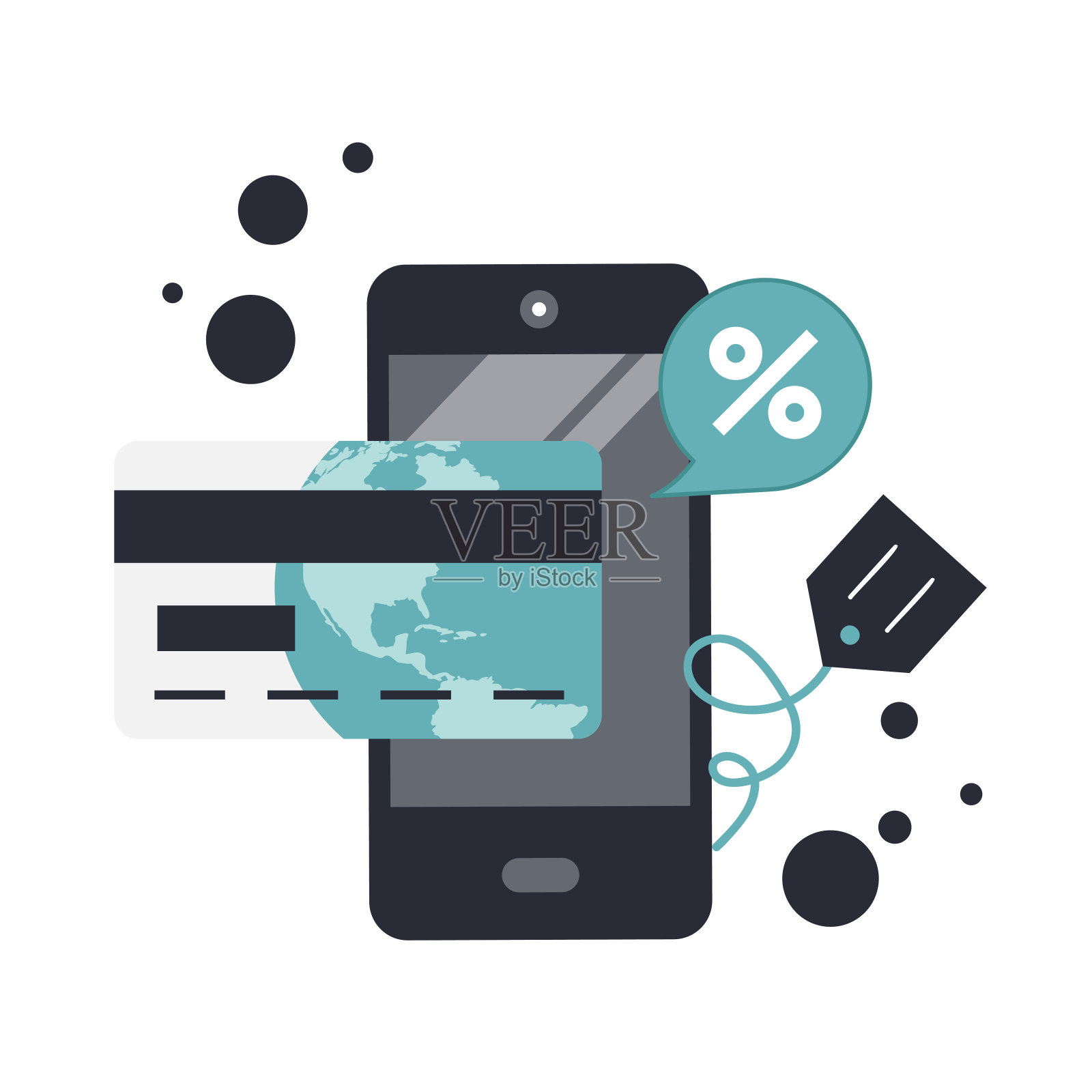 网上购物和支付方式。移动支付。支付每点击和在线订单。平面向量插图插画图片素材