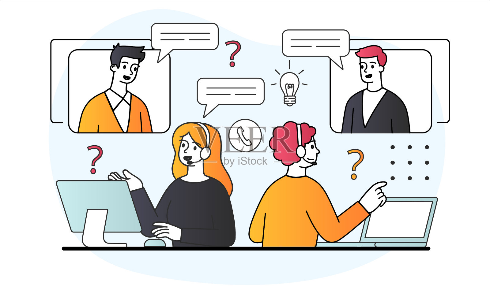 呼叫中心的概念插画图片素材