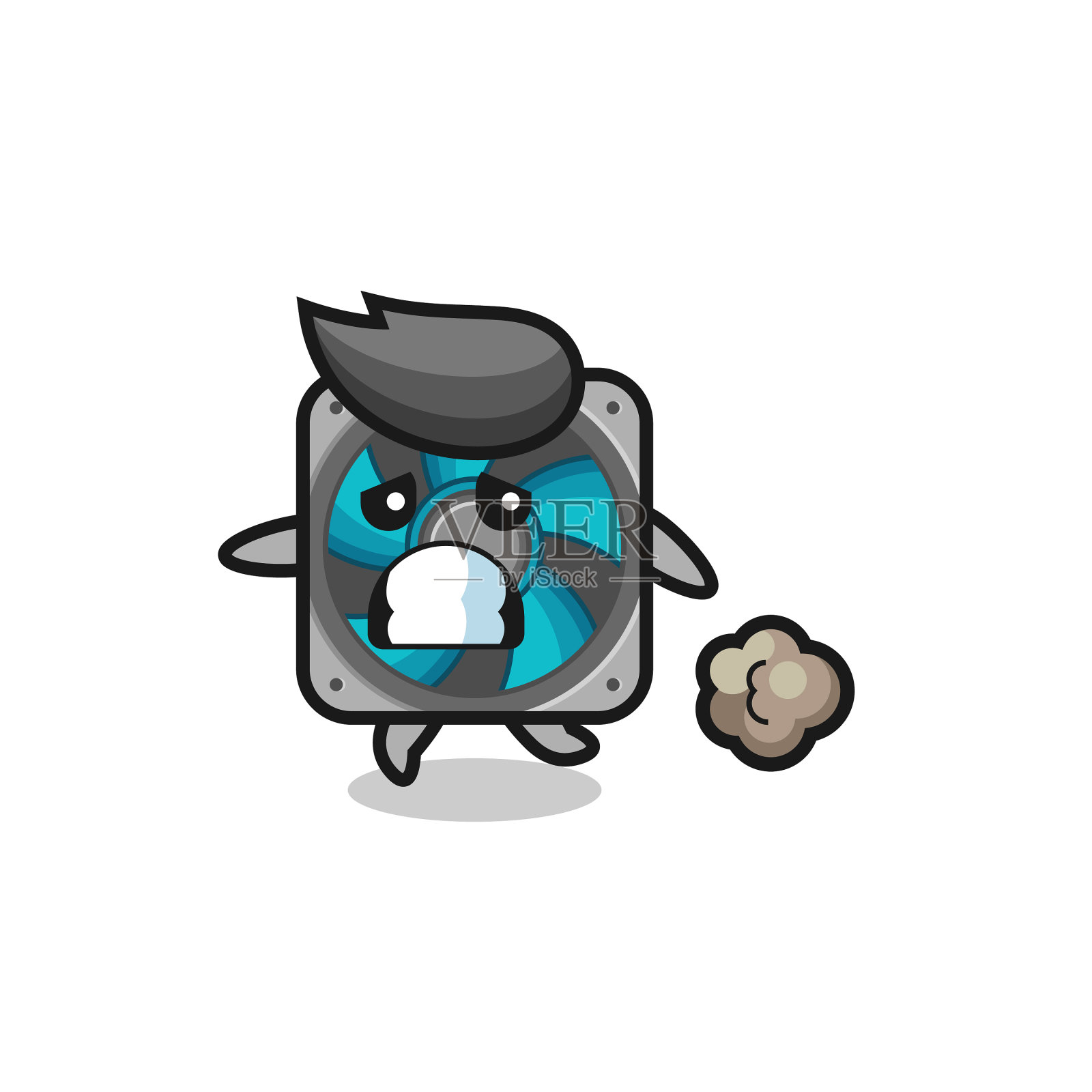 电脑风扇在恐惧中奔跑设计元素图片