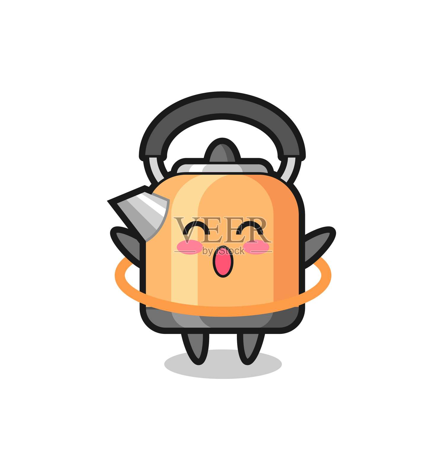 可爱的水壶卡通正在玩呼啦圈设计元素图片