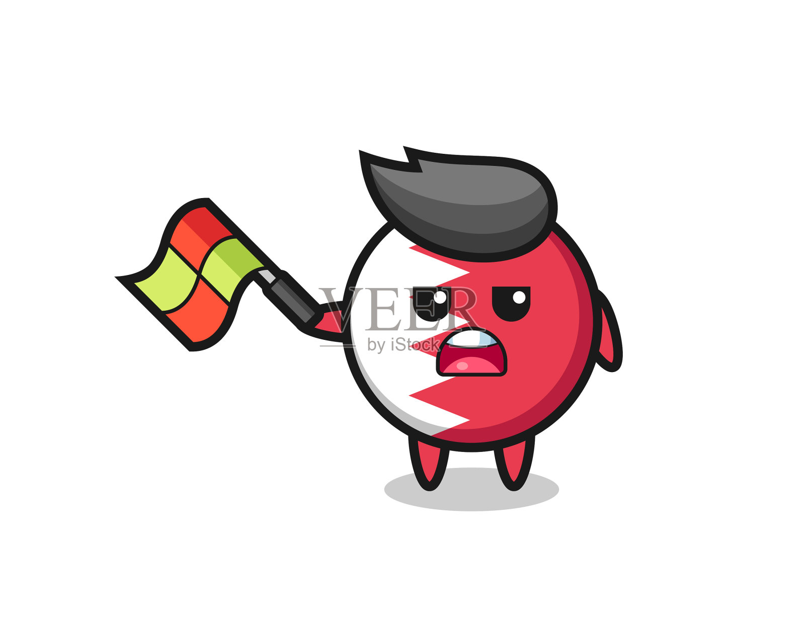 巴林国旗卡通徽章作为线法官持有设计元素图片