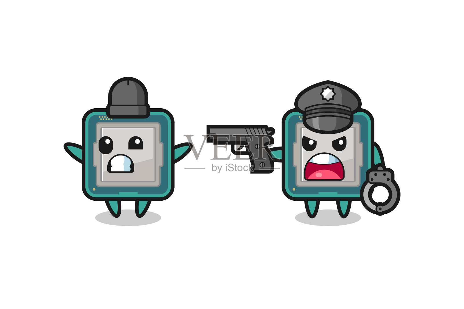 处理器抢劫犯举起双手被抓获设计元素图片