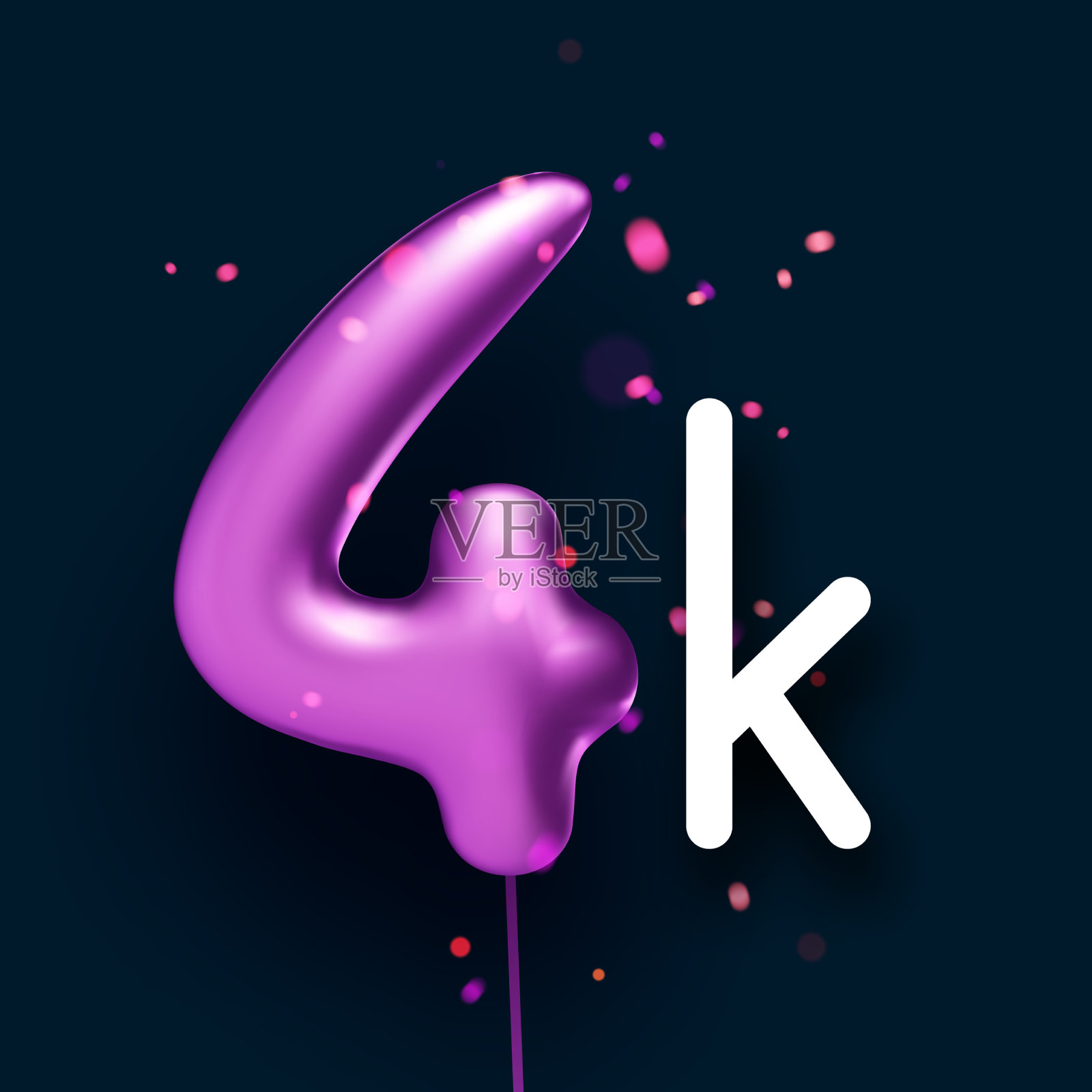 4k标志紫色气球与黑色线插画图片素材