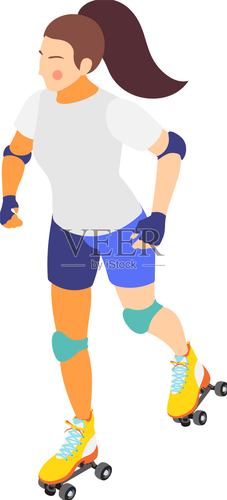 轮滑等距构成插画图片素材