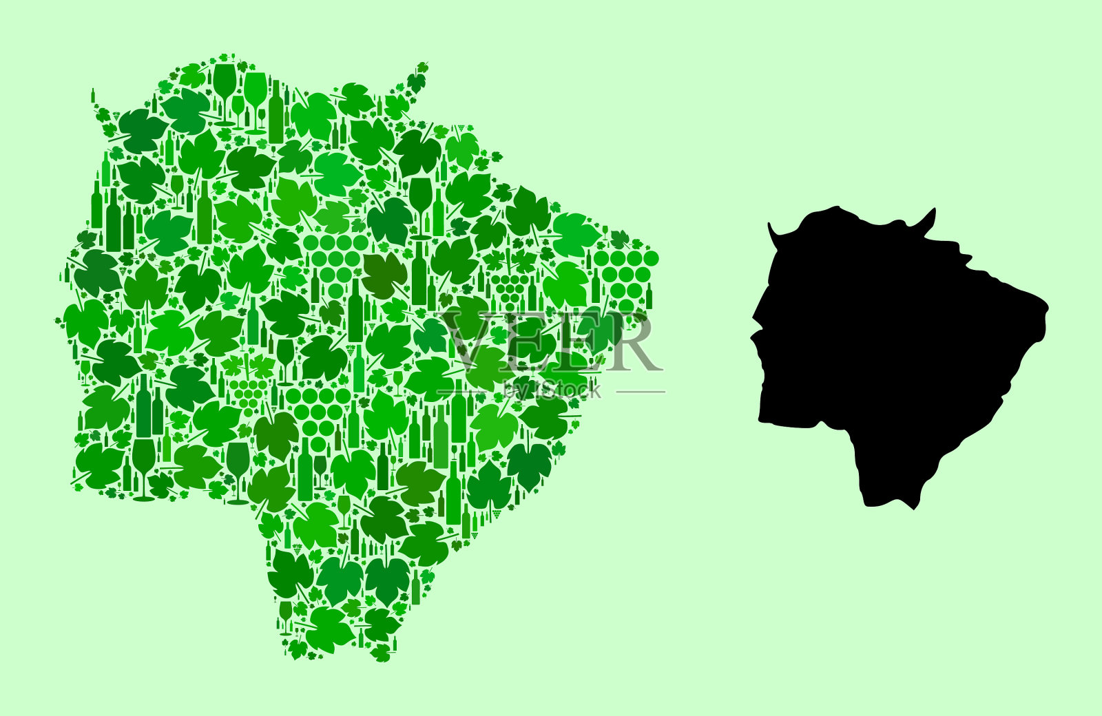 南马托格罗索州地图-葡萄酒拼贴画插画图片素材