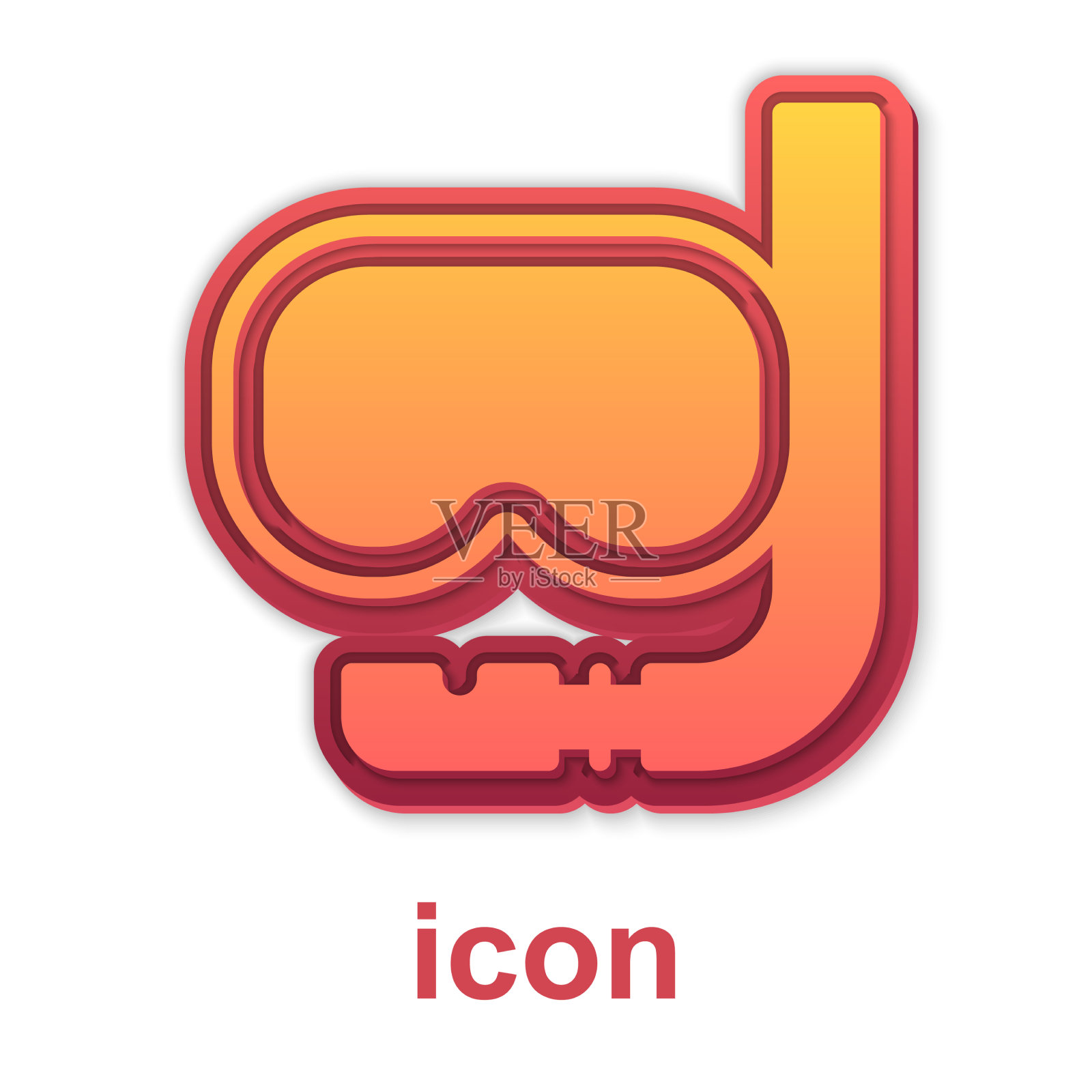 黄金潜水面具和通气管图标隔离上图标素材