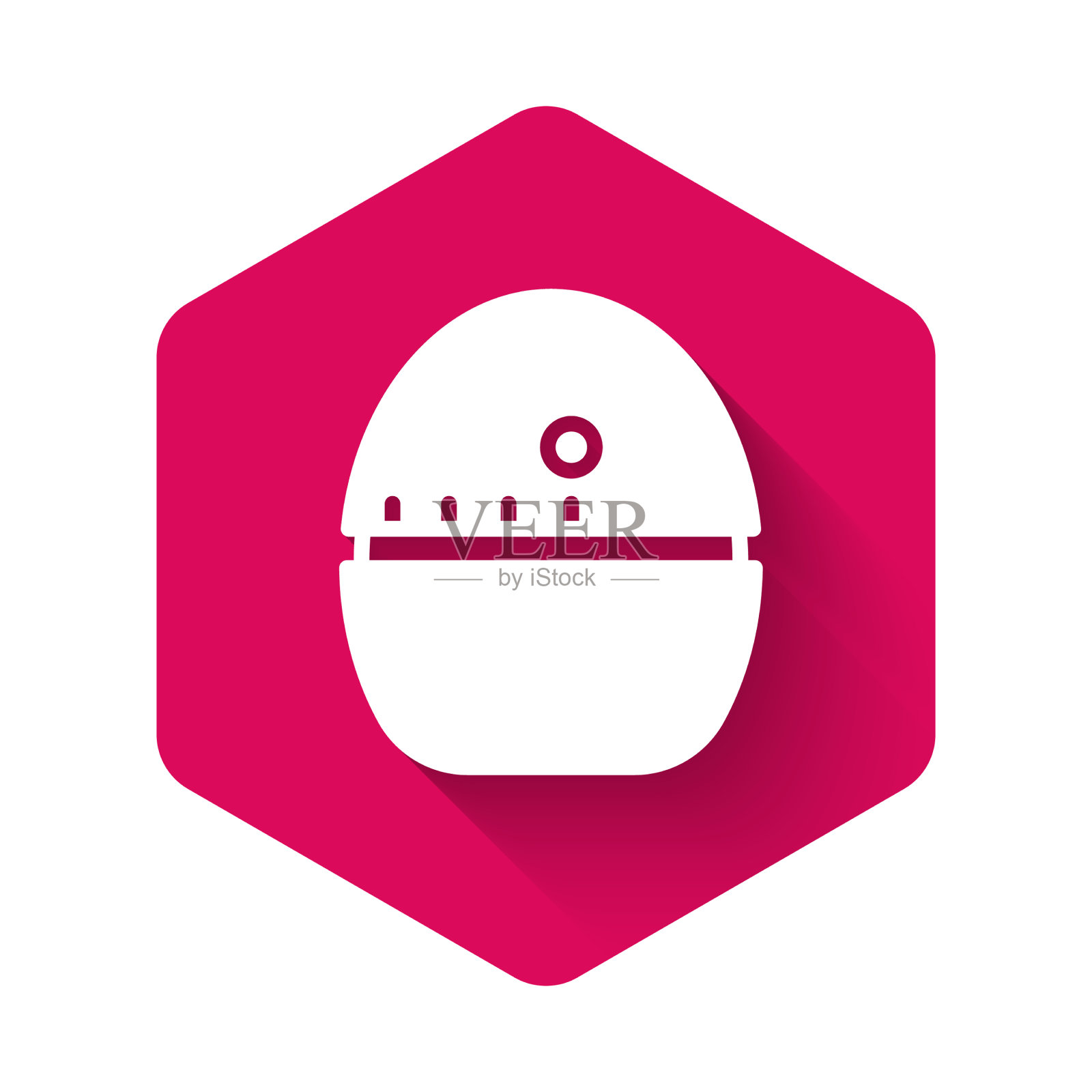 白色厨房计时器图标与长影子隔离图标素材