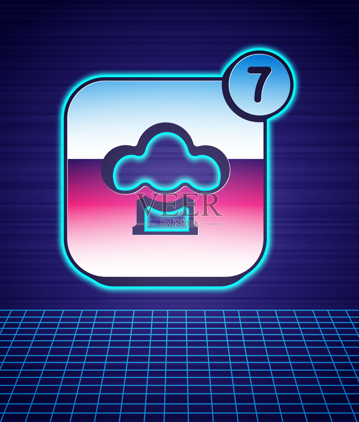 复古风格的厨师帽图标孤立的未来插画图片素材