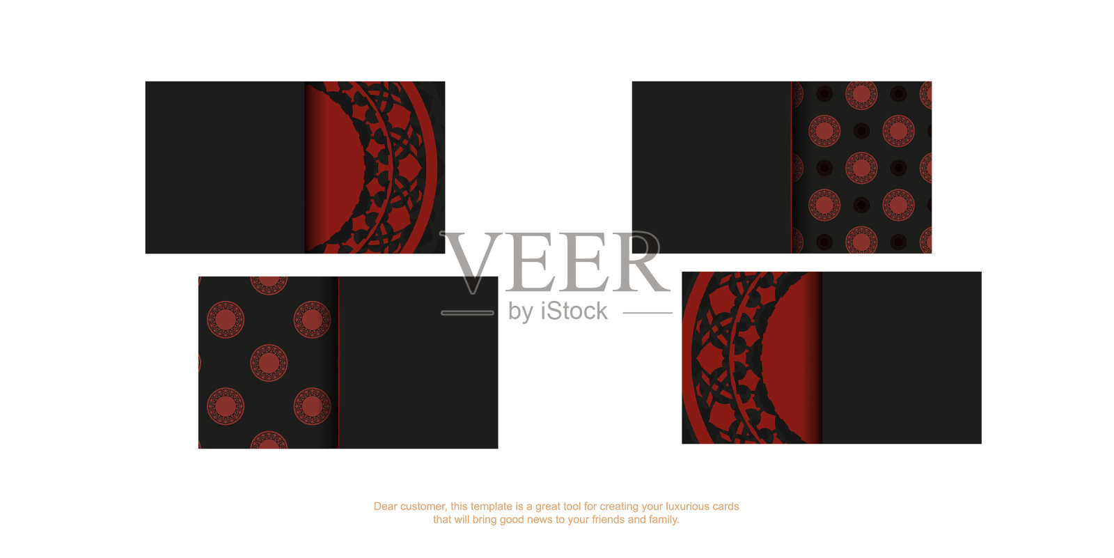 红色装饰的黑色名片插画图片素材