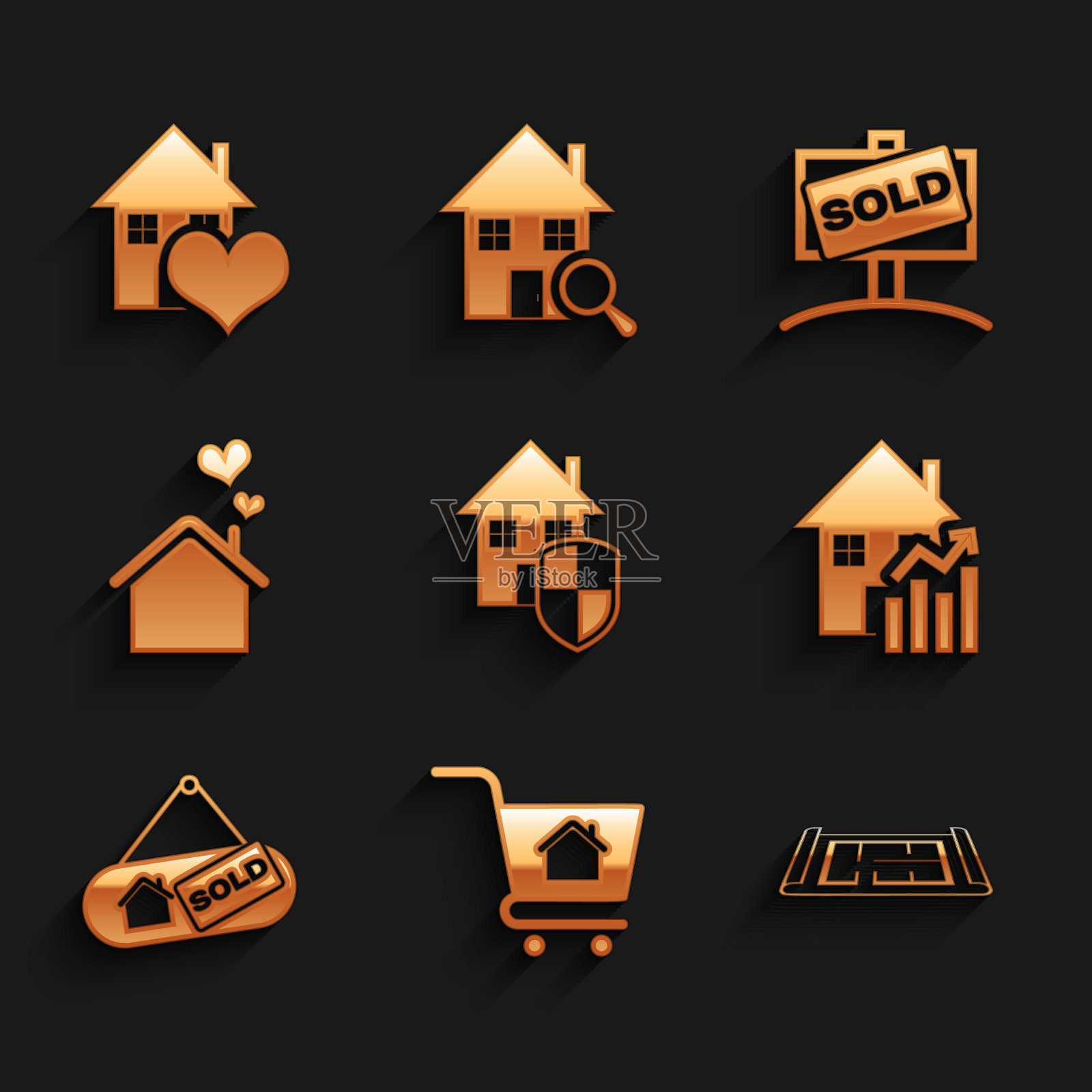 设置房屋保护购物车图标素材