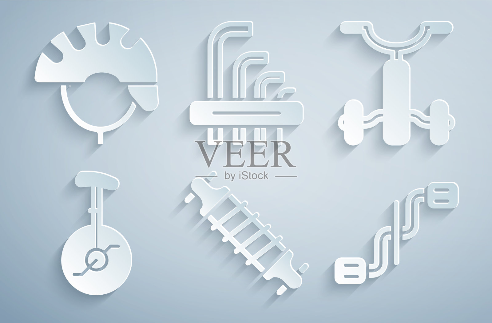 儿童独轮车一套自行车悬挂图标素材