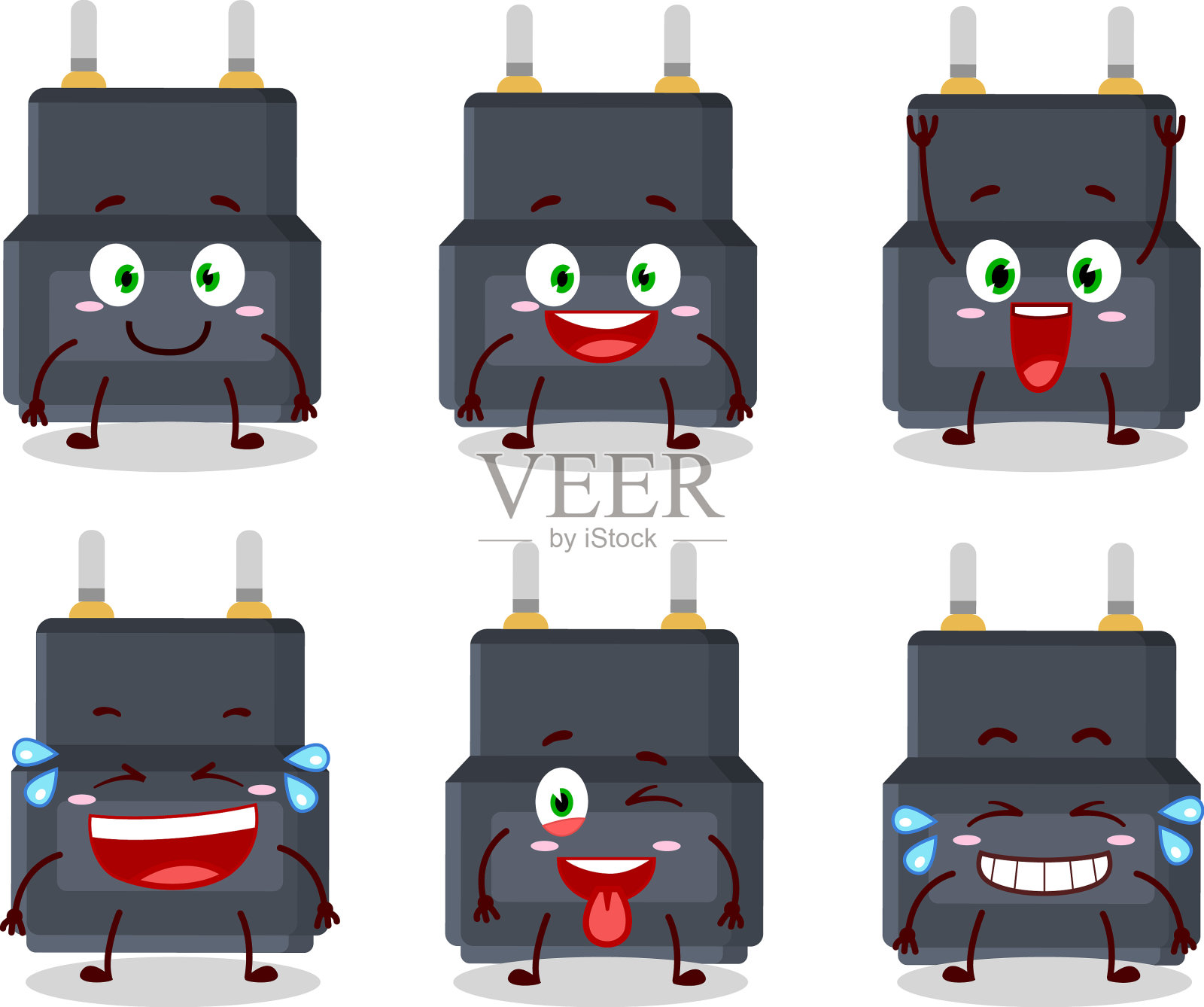 卡通人物的适配器连接器与微笑插画图片素材