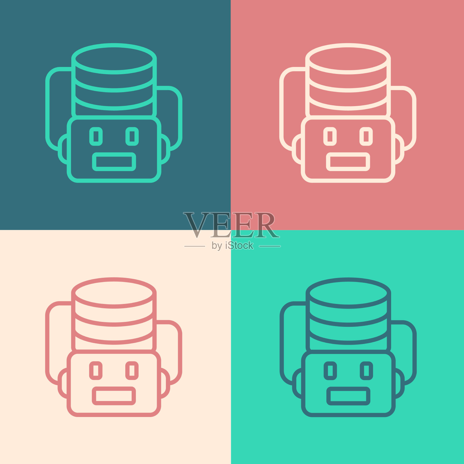 波普艺术线条人工智能机器人图标插画图片素材