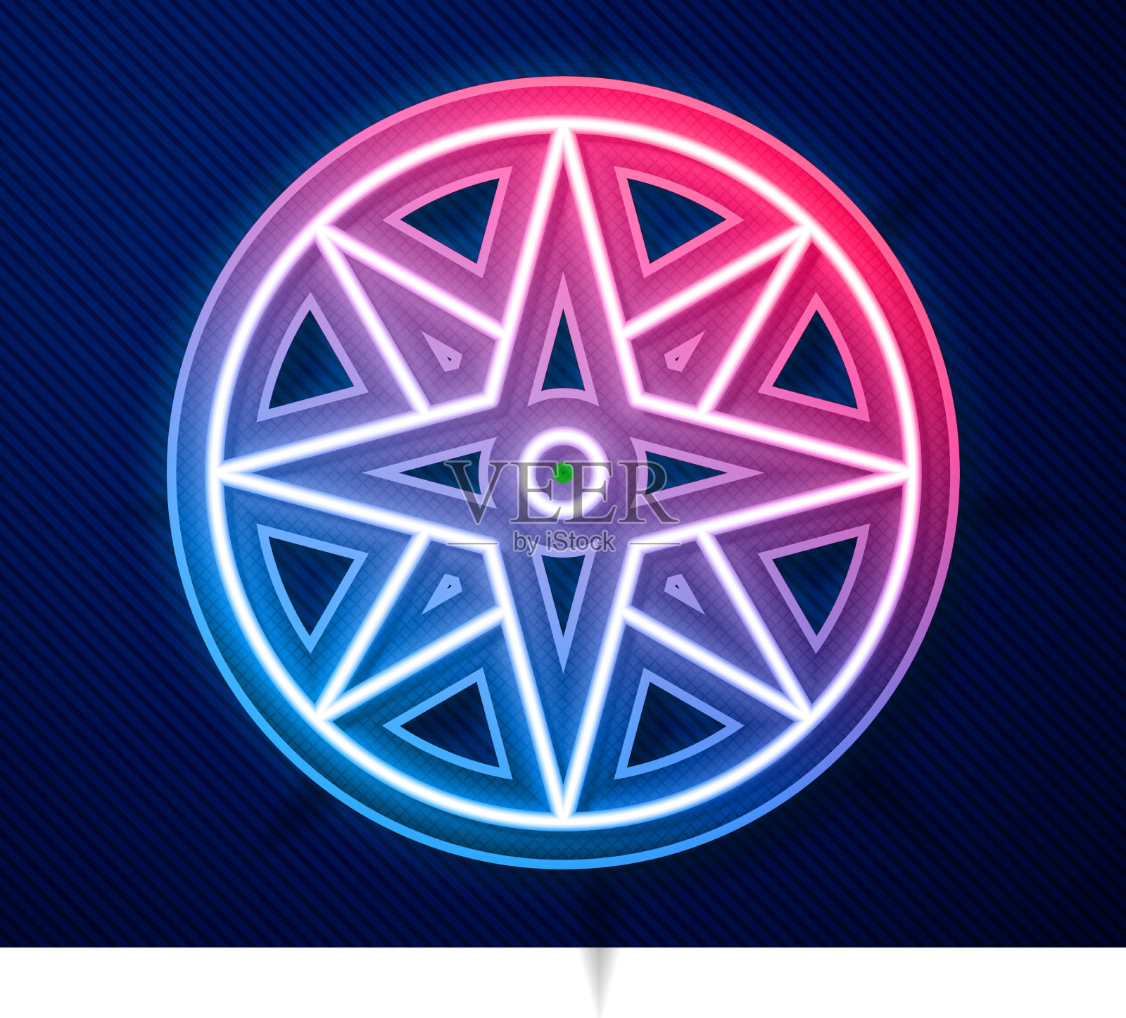 发光的霓虹灯线风玫瑰图标孤立的蓝色插画图片素材