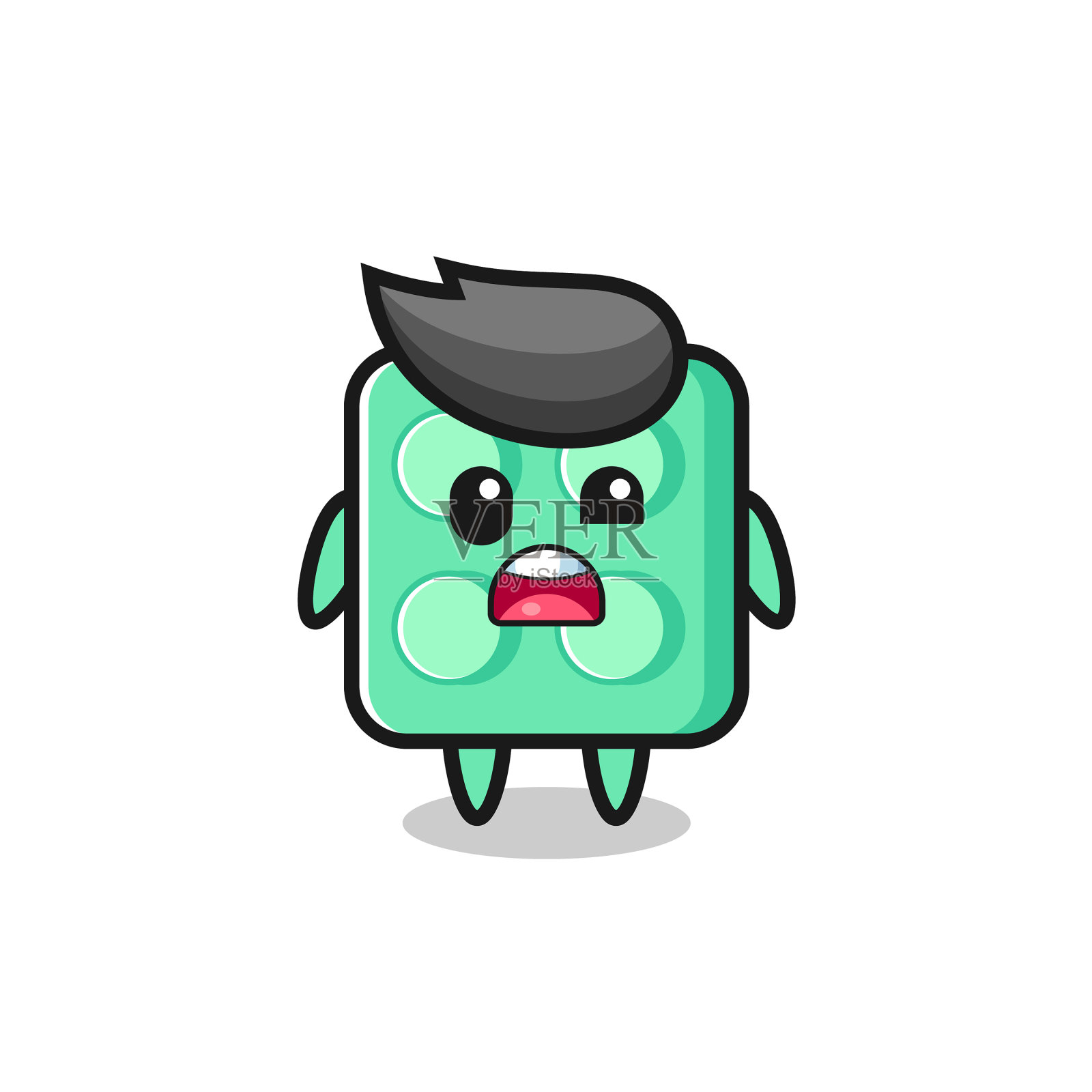 一脸震惊的可爱砖玩具吉祥物设计元素图片