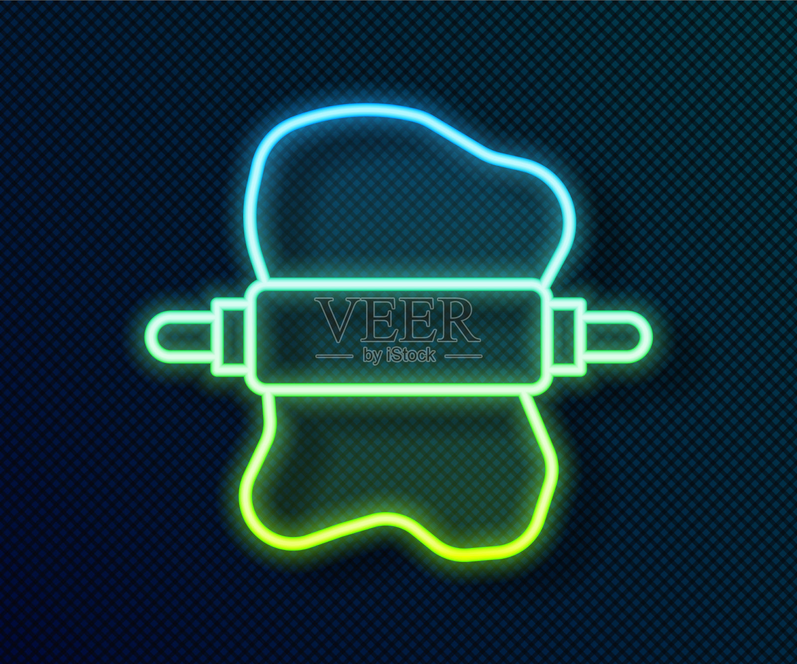 发光的霓虹灯线擀面杖上的图标插画图片素材